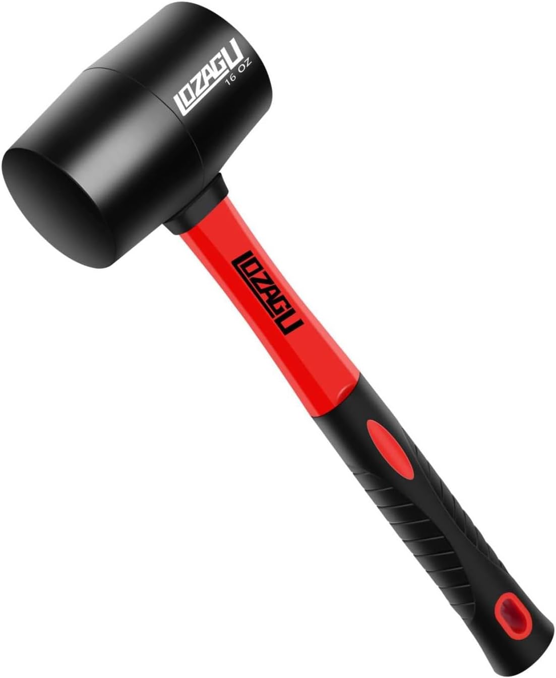 LOZAGU 16oz Rubber Mallet Hammer, Fiberglass Handle, Rubber Mallet for...