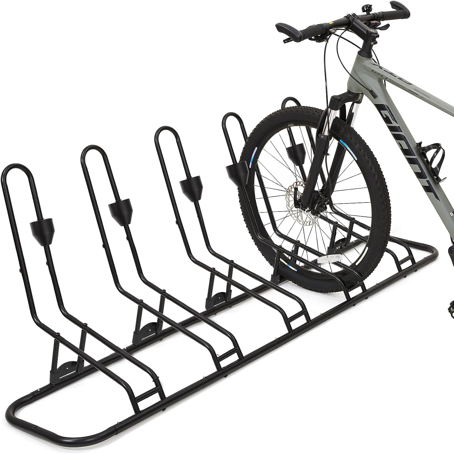 Kingarage Floor Bike Rack for 5 Bikes, Safeguard Disc Brakes & Derailleurs Design, Waterproof Bicycle Stand Indoor/Outdoor/Garage Use, Fits 12"-29" Tires, Upgraded 0.63" Steel Tubes for Stability