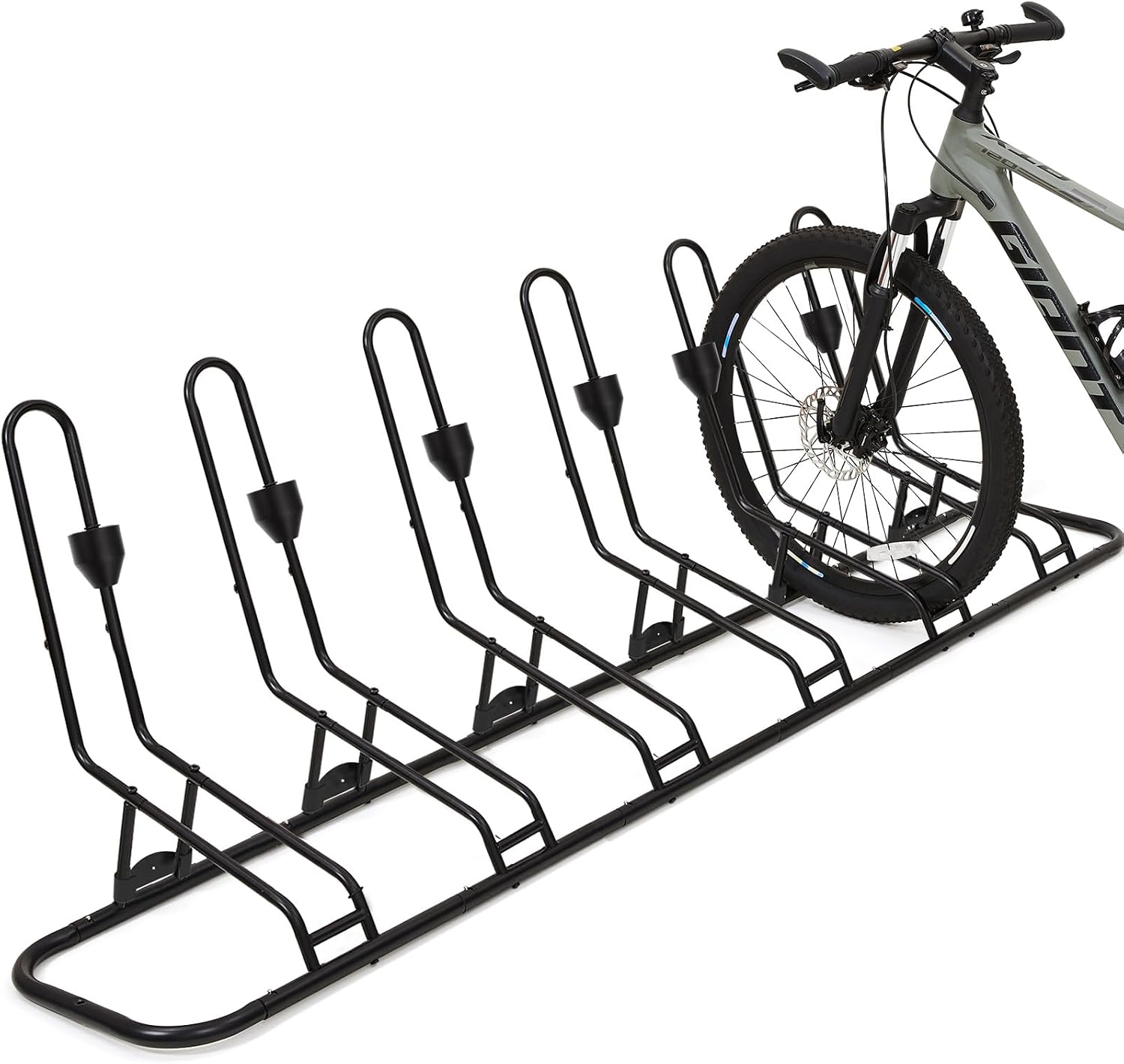 Floor Bike Rack for 6 Bikes, Safeguard Disc Brakes & Derailleurs Design, Waterproof Bicycle Stand Indoor/Outdoor/Garage Use, Fits 12"-29" Tires, Upgraded 0.63" Steel Tubes for Stability