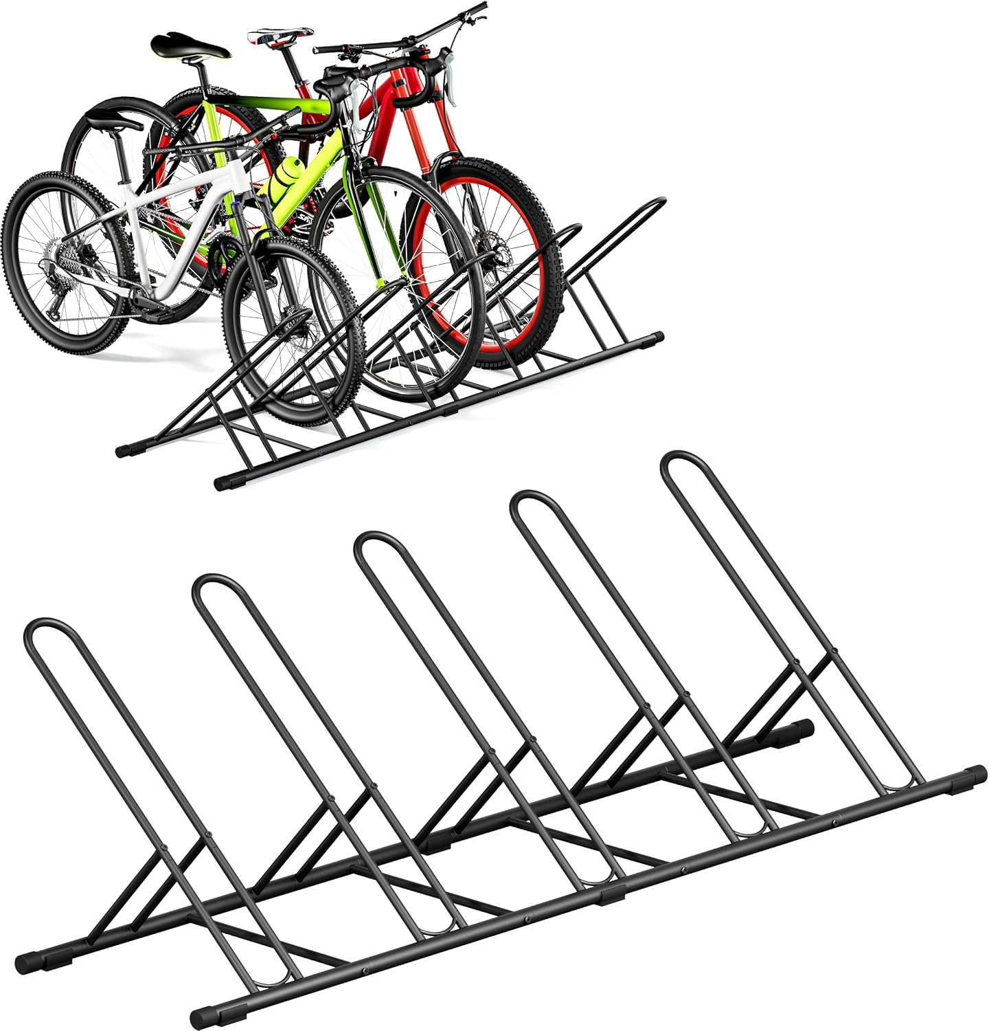 Artigarden 5 Bikes Floor Parking Rack Stand, Bicycle Garage Storage Rack
