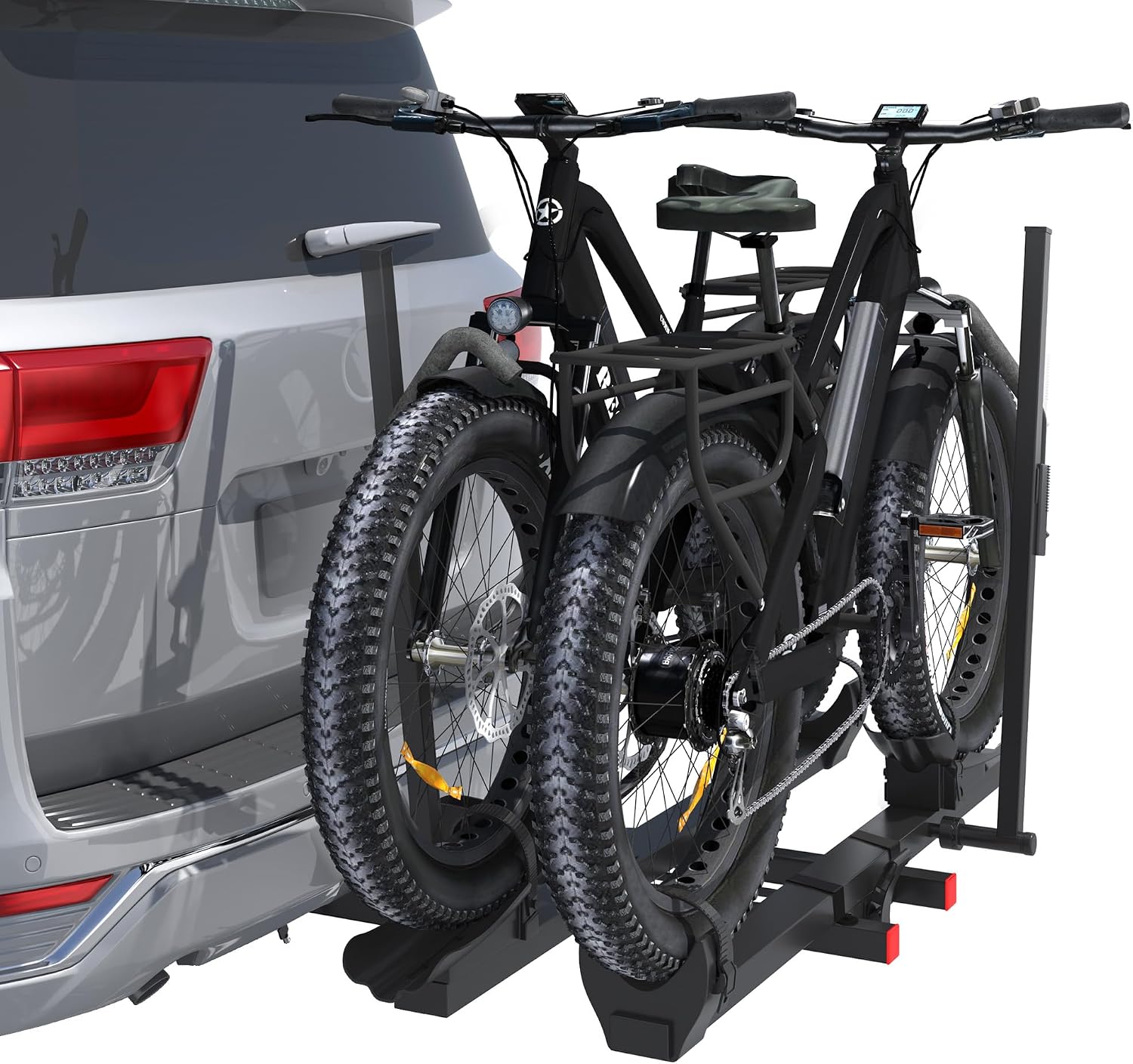 Bike Rack for Car,200lbs Capacity for 2 E-Bike with Anti Theft Lock Foldable Tilt Design Hitch Bike Rack,Up to 5-Inch Fat Tire for 2'' Receiver
